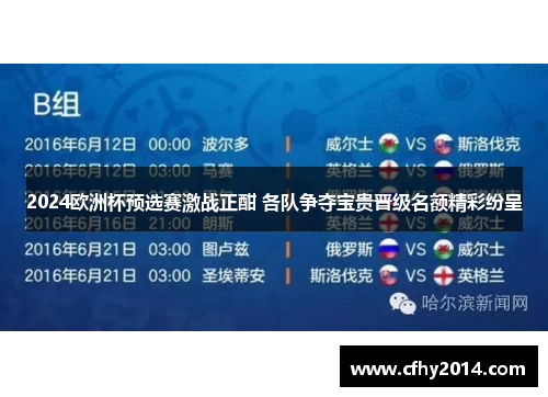 2024欧洲杯预选赛激战正酣 各队争夺宝贵晋级名额精彩纷呈